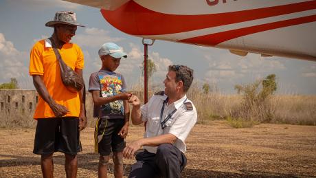 Florent with his son Nery and Patrick Keller - MAF Pilot